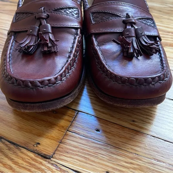 Allen Edmonds maxfield brown leather dress shoes loafer sz 7 tassel basketweave