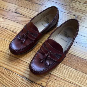 Allen Edmonds maxfield brown leather dress shoes loafer sz 7 tassel basketweave