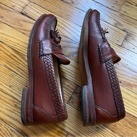 Allen Edmonds maxfield brown leather dress shoes loafer sz 7 tassel basketweave
