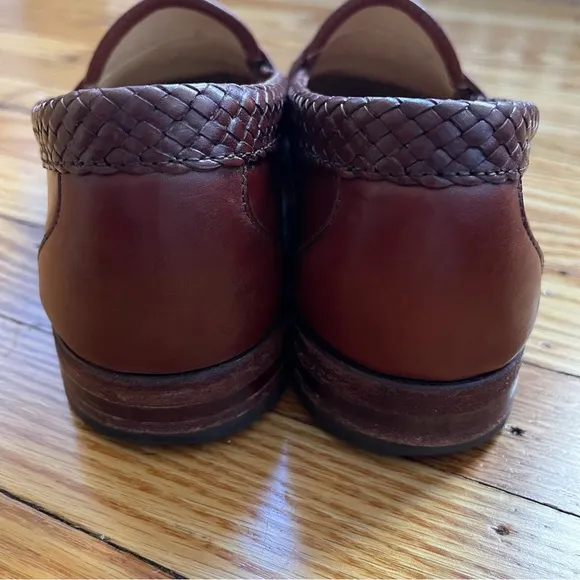 Allen Edmonds maxfield brown leather dress shoes loafer sz 7 tassel basketweave