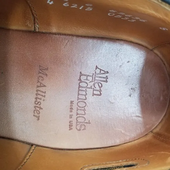 Allen Edmonds McAllister Black Leather Dress Shoes 6215 Sz 8 E Wingtip