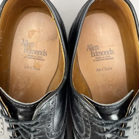 Allen Edmonds McClain Men’s Size 8.5 D Wingtip Dress Shoes Black Leather Casual