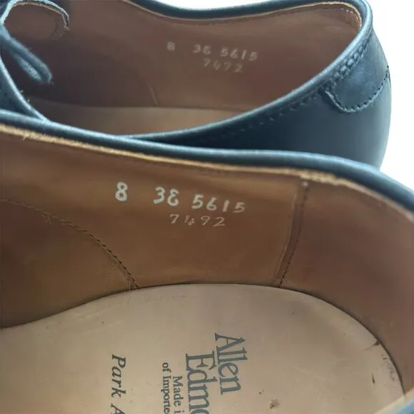 Allen Edmonds Park Avenue Cap Toe Black Leather Oxford Dress Shoes 8EEE Classic