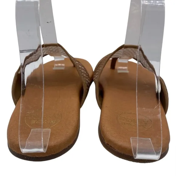Andre Assous Womens Shoes Paige Sandals Sz 9.5 Brown Mesh Leather Flat Thong