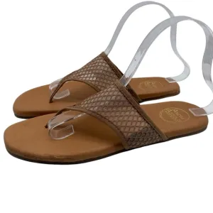 Andre Assous Womens Shoes Paige Sandals Sz 9.5 Brown Mesh Leather Flat Thong
