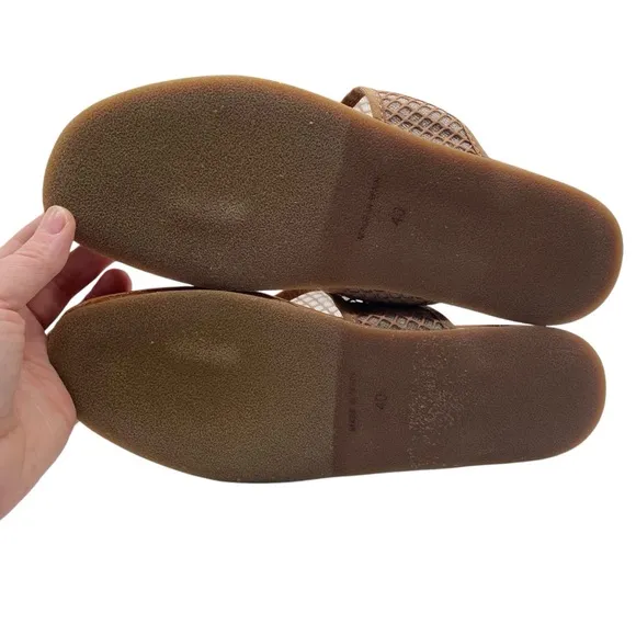 Andre Assous Womens Shoes Paige Sandals Sz 9.5 Brown Mesh Leather Flat Thong