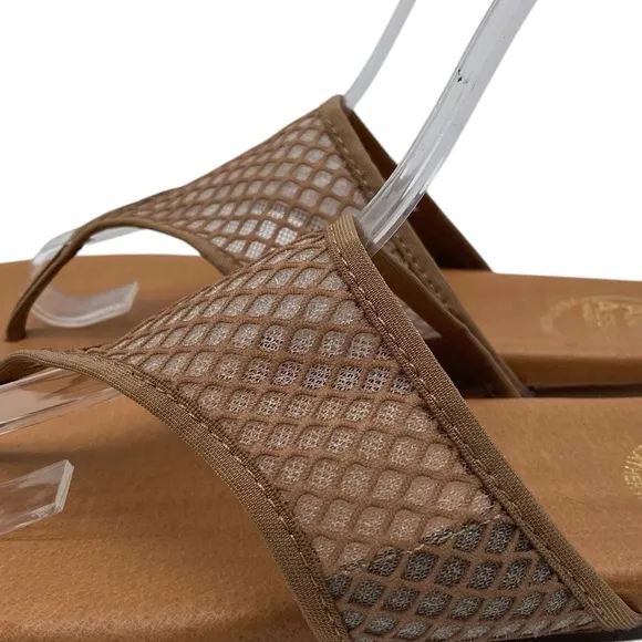 Andre Assous Womens Shoes Paige Sandals Sz 9.5 Brown Mesh Leather Flat Thong