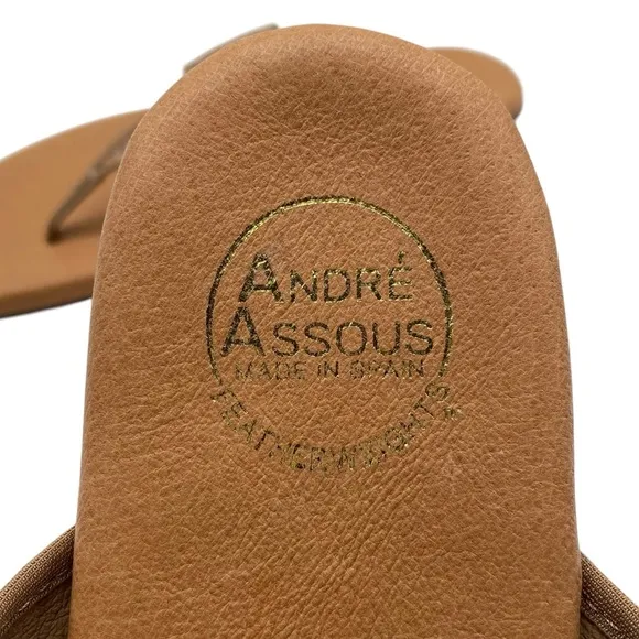 Andre Assous Womens Shoes Paige Sandals Sz 9.5 Brown Mesh Leather Flat Thong