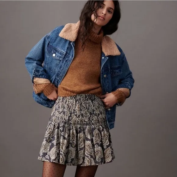 ANTHROPOLOGIE Eula Pintucked Mini Skirt