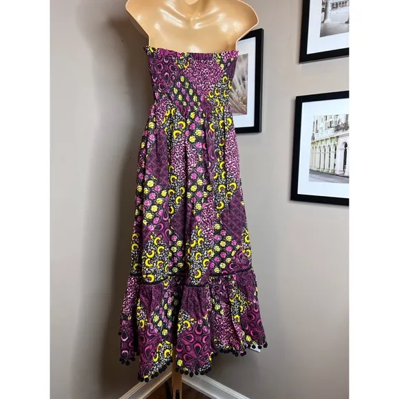 Anthropologie Smocked Abstract Midi Dress