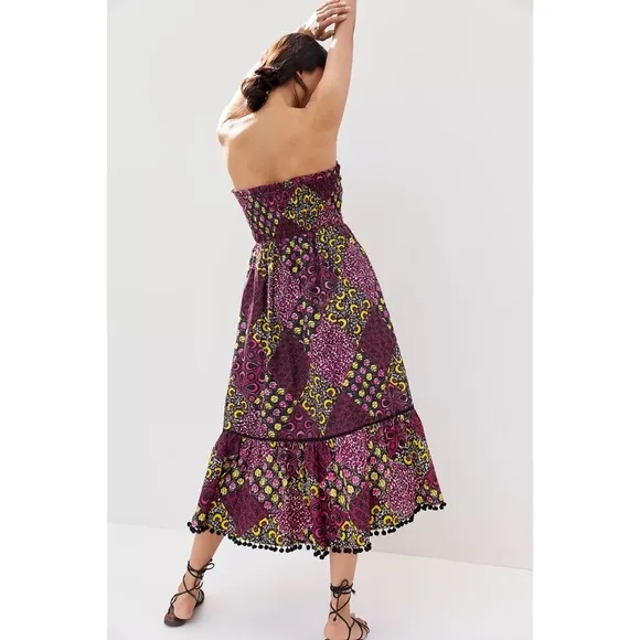 Anthropologie Smocked Abstract Midi Dress