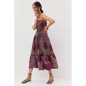 Anthropologie Smocked Abstract Midi Dress