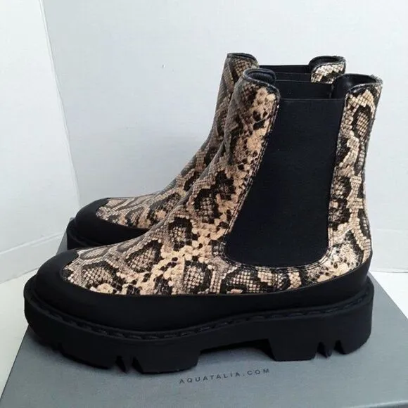 Aquatalia Holly Women's size 7.5M Python Embossed Leather Ankle Boot