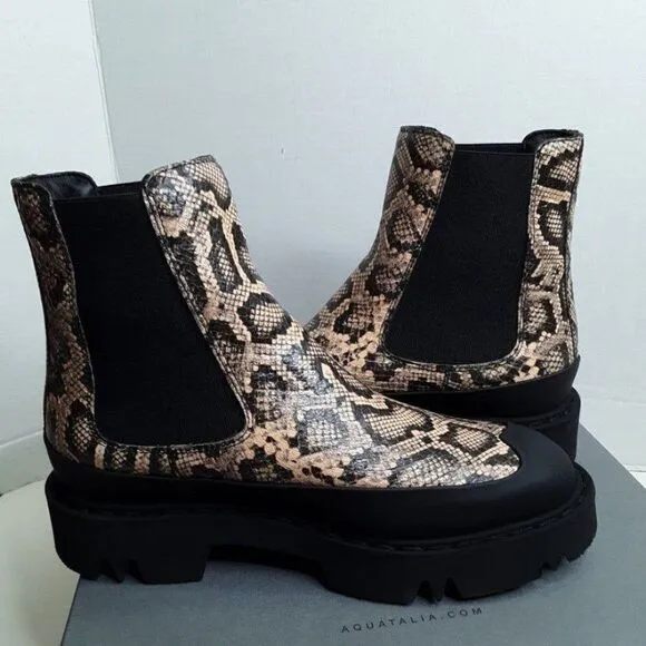 Aquatalia Holly Women's size 7.5M Python Embossed Leather Ankle Boot