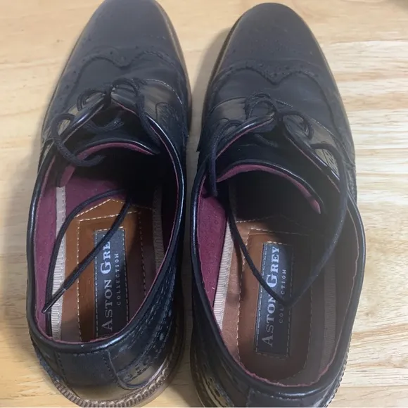Aston‎ Grey Collection Black Wingtip Dress Oxford Shoes Size : 8