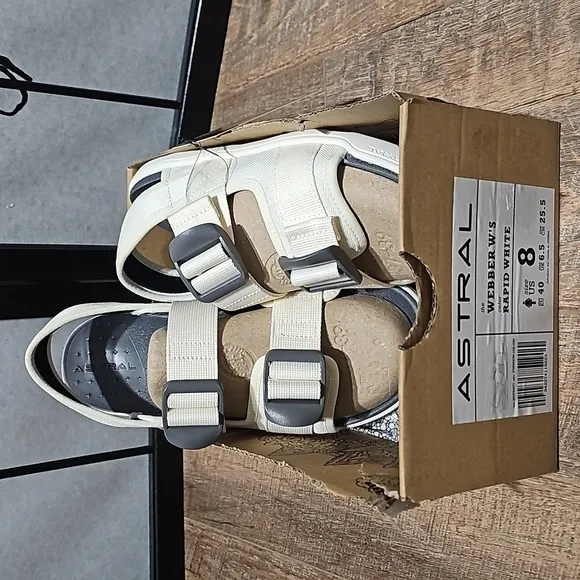 Astral Webber Cream &amp; Gray Sandals Size 8 NWT