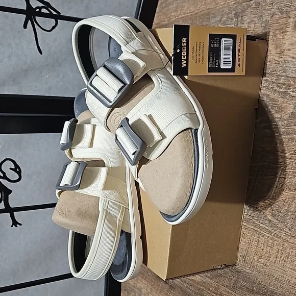 Astral Webber Cream &amp; Gray Sandals Size 8 NWT