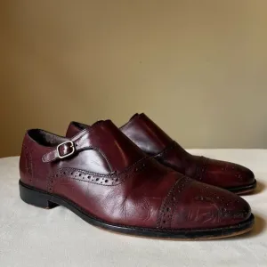 Banana Republic Monk Strap Oxford Dress Shoes Cap Toe Red Brown Leather 10.5