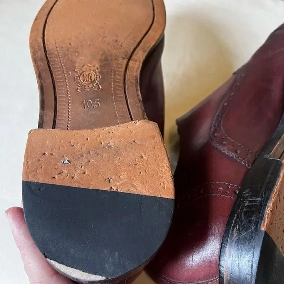 Banana Republic Monk Strap Oxford Dress Shoes Cap Toe Red Brown Leather 10.5
