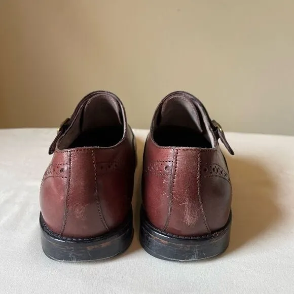 Banana Republic Monk Strap Oxford Dress Shoes Cap Toe Red Brown Leather 10.5