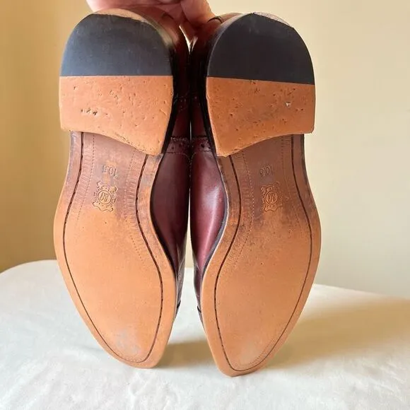 Banana Republic Monk Strap Oxford Dress Shoes Cap Toe Red Brown Leather 10.5