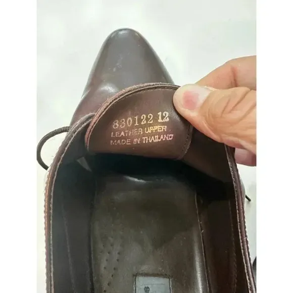 Basini Mens Leather Upper Pointed Toe‎ Lace-Up Dress Shoes Dark Brown Size 12