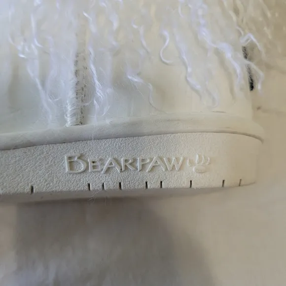 Bearpaw Boots Womens Size 8 Boo White Leather Shearling Fur Casual Shoes