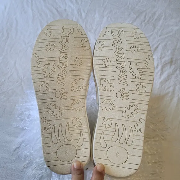 Bearpaw Boots Womens Size 8 Boo White Leather Shearling Fur Casual Shoes