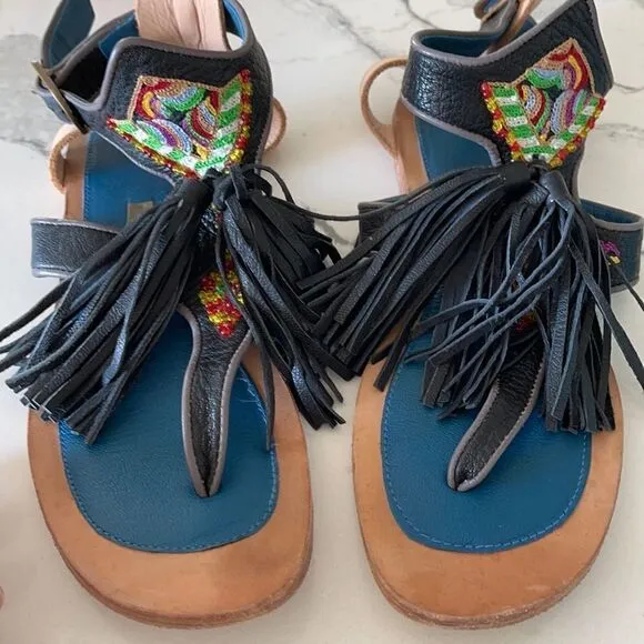 Beautiful Meher Kakalia sandals, all soft leather with bag