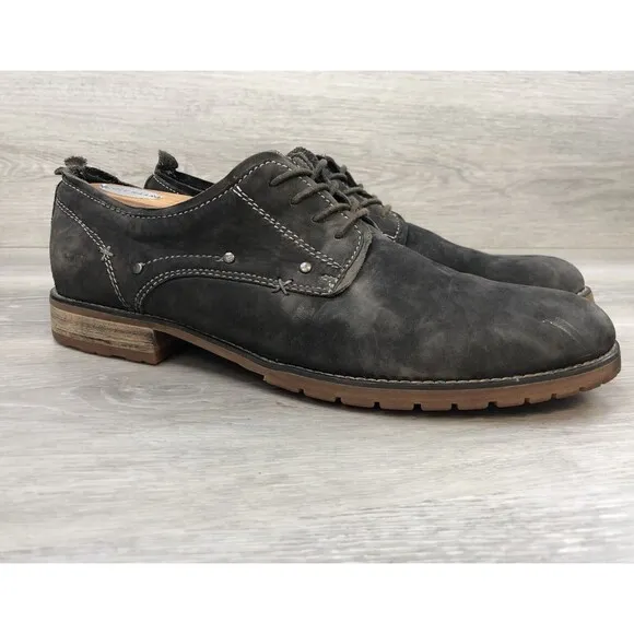 Bed Stu Dupont Men's Gray Distressed Leather Lace Up Oxford Dress Shoes US 12