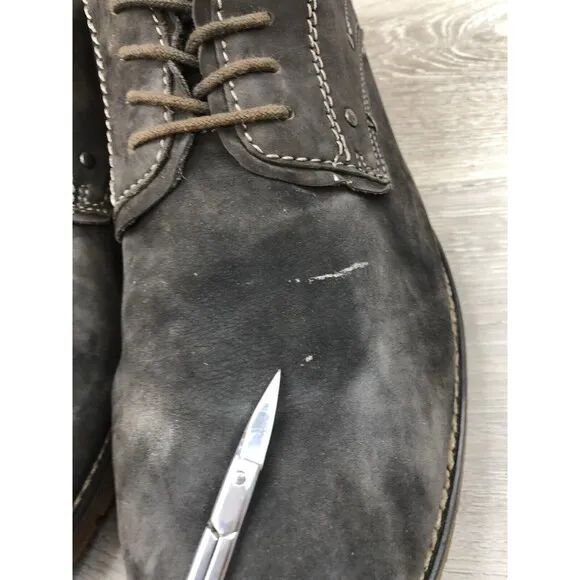 Bed Stu Dupont Men's Gray Distressed Leather Lace Up Oxford Dress Shoes US 12