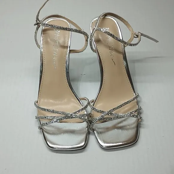 Betsey Johnson Womens SB-Piprr SilverJeweled Dress Sandals Heels Shoes Size 8 M