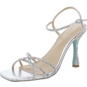 Betsey Johnson Womens SB-Piprr SilverJeweled Dress Sandals Heels Shoes Size 8 M