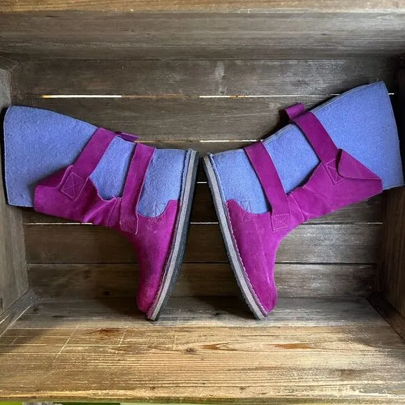 Big Kids Sorel Chipahko Purple Felt Suede Winter‎ Snow Boots Size 5 Y GUC