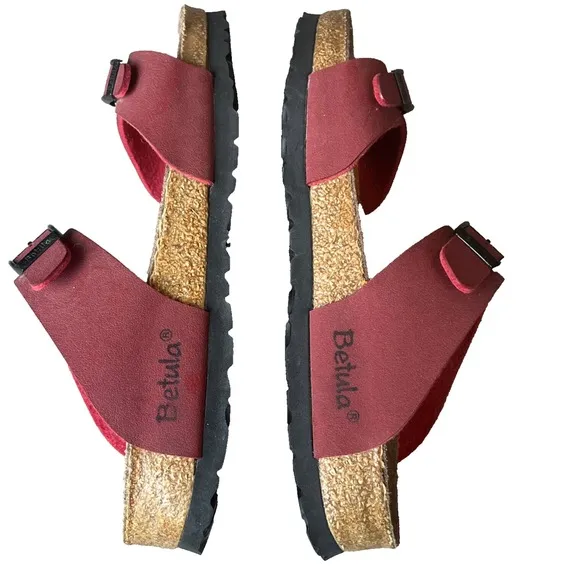 Birkenstock Betula Sydney Slides Sandals Red Birko-Flor Womens 6 EU 37
