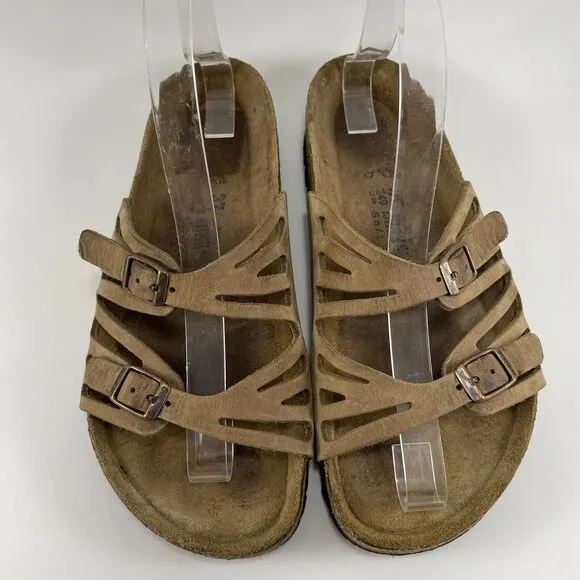 Birkenstock Granada Slide Sandals Womens Size 37 US 6-6.5 Soft FB Tan Leather
