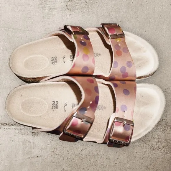 Birkenstock Kids Arizona Sandals Polka Dot Pink – Size 32 EU / US 1 – Germany