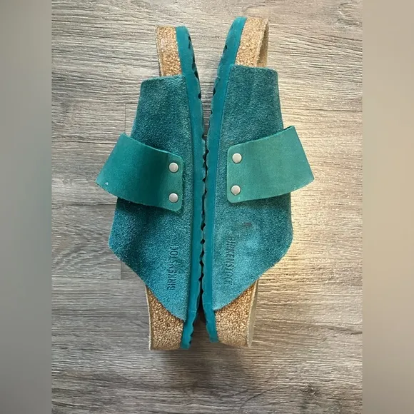 Birkenstock Kyoto Dark Teal Nubuck/Suede Leather Sandals Size 39