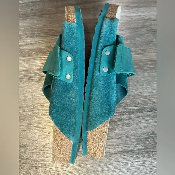 Birkenstock Kyoto Dark Teal Nubuck/Suede Leather Sandals Size 39