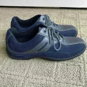 Blue suede walking shoes