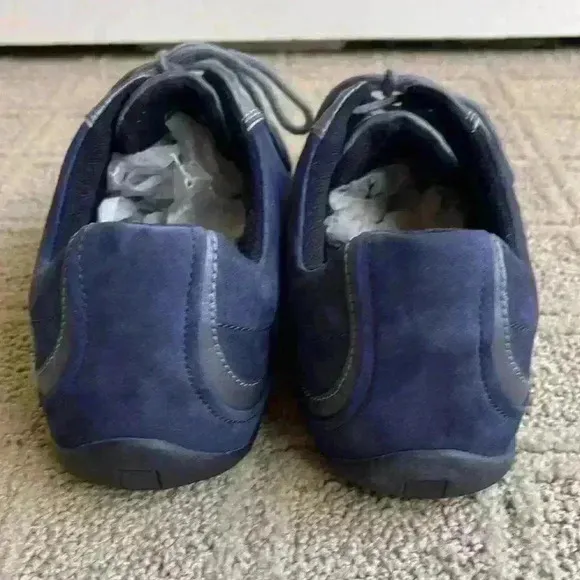Blue suede walking shoes