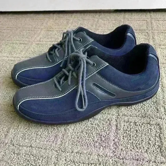 Blue suede walking shoes