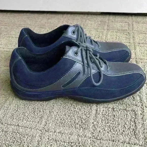 Blue suede walking shoes
