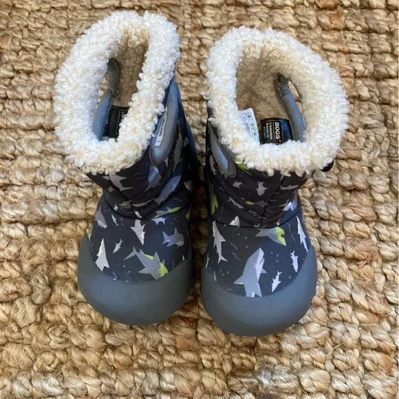 Bogs B-Moc Unisex Winter Rain Boots Infant Size 5 Grey Sharks Lined‎