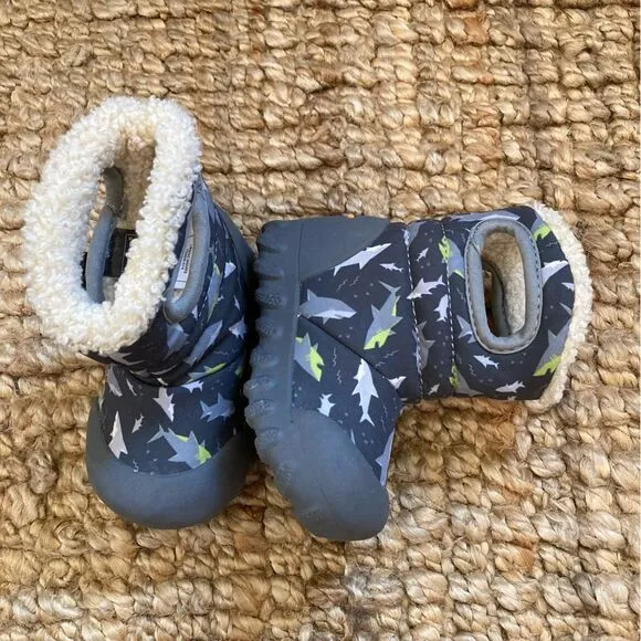 Bogs B-Moc Unisex Winter Rain Boots Infant Size 5 Grey Sharks Lined‎