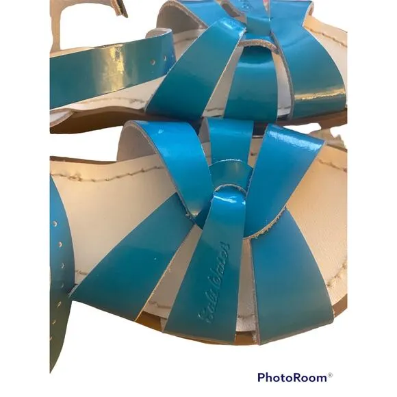 Brand new salt water sandals original big kid 4 ladies 6 36 turquoise blue box