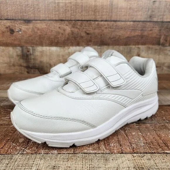 Brooks Addiction Walker V-Strap 2 Men's Sz 10 D White Hook &amp;‎ Loop Walking Shoes