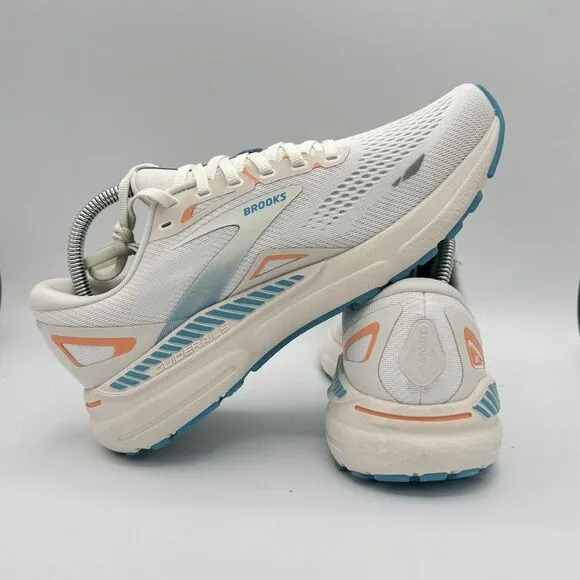 Brooks Adrenaline GTS 23 Womens 9.5 B Shoes White Blue Sneaker 1203811B152