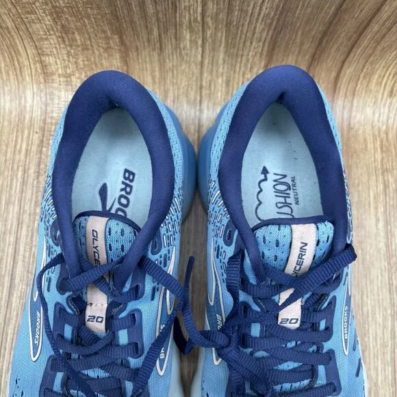 Brooks Glycerin 20 Womens Running Shoes Blissful Blue  Peach Sneakers Size 9 B