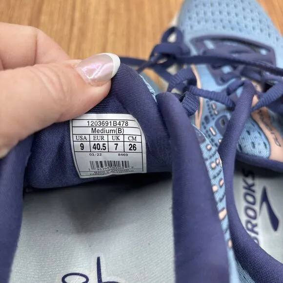 Brooks Glycerin 20 Womens Running Shoes Blissful Blue  Peach Sneakers Size 9 B